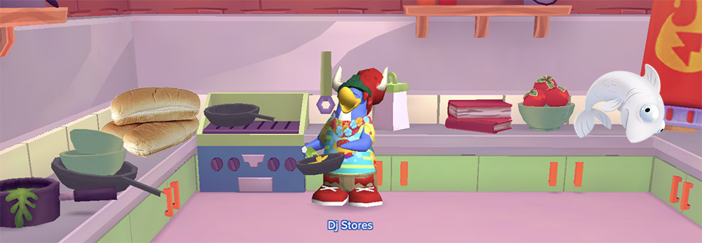 Penguin preparing to cook a fishdog